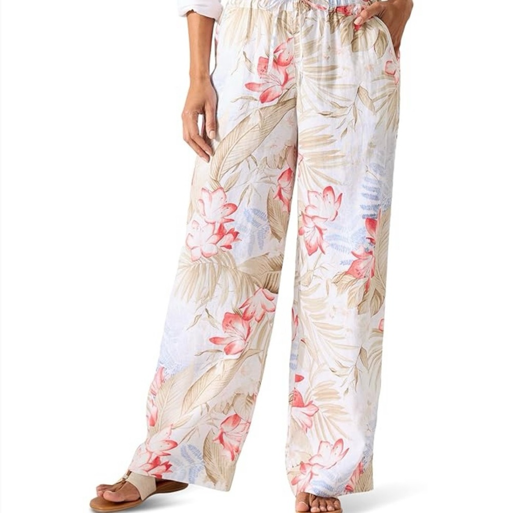Tommy Bahama White Floral Linen Pants